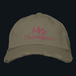 Personalised Future Bride to Be Mrs. Pink Script<br><div class="desc">Celebrate the future bride with this personalised embroidered baseball cap, featuring "Mrs." in pink script. This stylish and fun accessory is perfect for bridal showers, bachelorette parties, or as a thoughtful gift for the bride-to-be. The custom design adds a personal touch, making it a memorable keepsake she'll cherish as she...</div>
