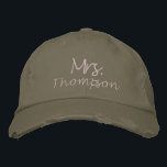 Personalised Future Bride to Be Mrs. Pink Script  Embroidered Hat<br><div class="desc">Celebrate the future bride with this personalised embroidered baseball cap, featuring "Mrs." in pink script. This stylish and fun accessory is perfect for bridal showers, bachelorette parties, or as a thoughtful gift for the bride-to-be. The custom design adds a personal touch, making it a memorable keepsake she'll cherish as she...</div>