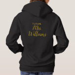 Personalised Future Mrs Bride Gift Custom Fiancee Hoodie<br><div class="desc">personalised future mrs bride gift,  engagement announcement for her daughter,  calligraphy fiancee hoodie hen party,  just engaged trendy simple script,  cute modern  birthday present wedding,  custom bachelorette party hoody newly,  bridal shower black gold recently,  anniversary last name valentine's day,  Christmas sweater trip elegant jumper,  personalise typography sweatshirt to be</div>