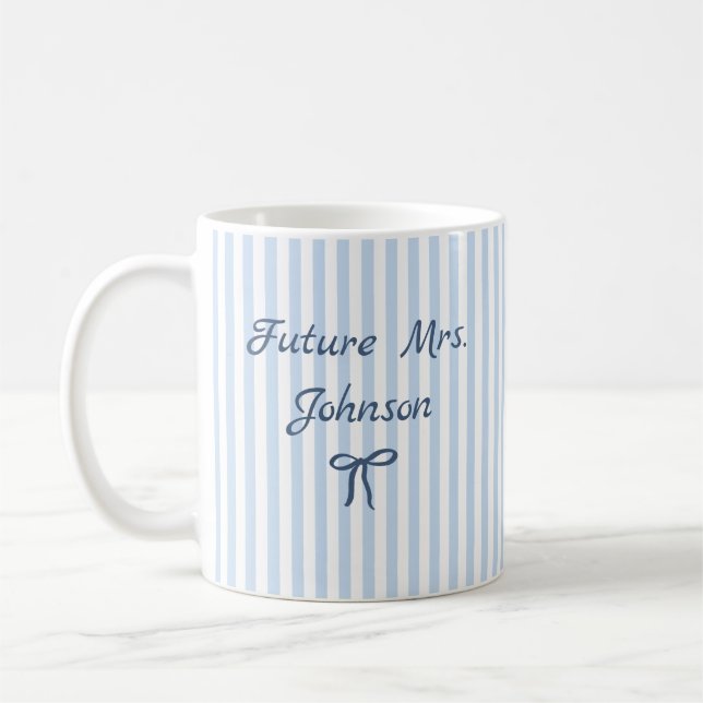 Personalised Future Mrs Striped Engaged Mug (Left)