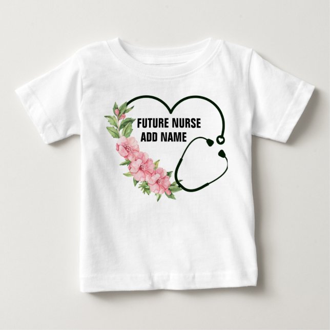 Personalised Future Nurse Name Baby T-Shirt (Front)