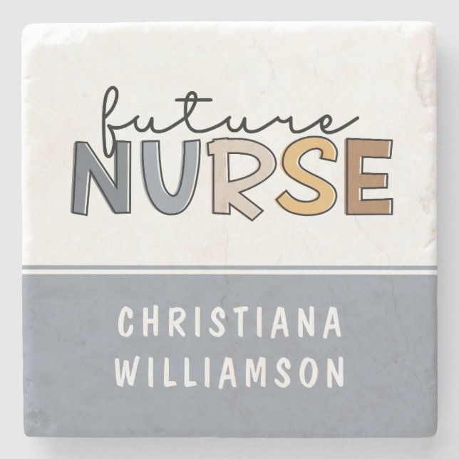 Personalised Future Nurse | Nursing Student Gifts Stone Coaster (Front)
