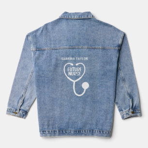 Personalised Future Nurse Stethoscope Denim Jacket