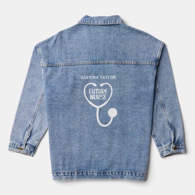 Personalised Future Nurse Stethoscope  Denim Jacket (Back)