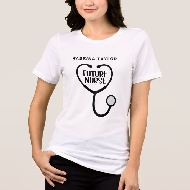 Personalised Future Nurse Stethoscope  Tri-Blend Shirt (Front)