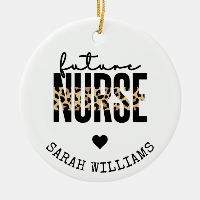 Personalised Future Nurse Student Nurse gifts  Ceramic Tree Decoration (Front)