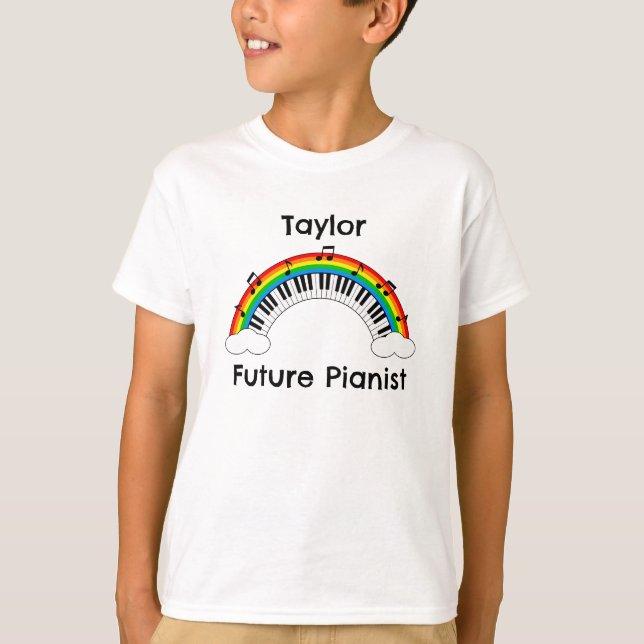 Personalised Future Pianist Rainbow Kids Shirt (Front)