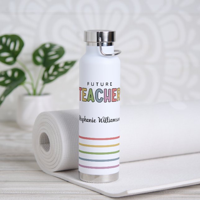 Personalised Future Teacher Colourful Cute Water Bottle (Yoga)