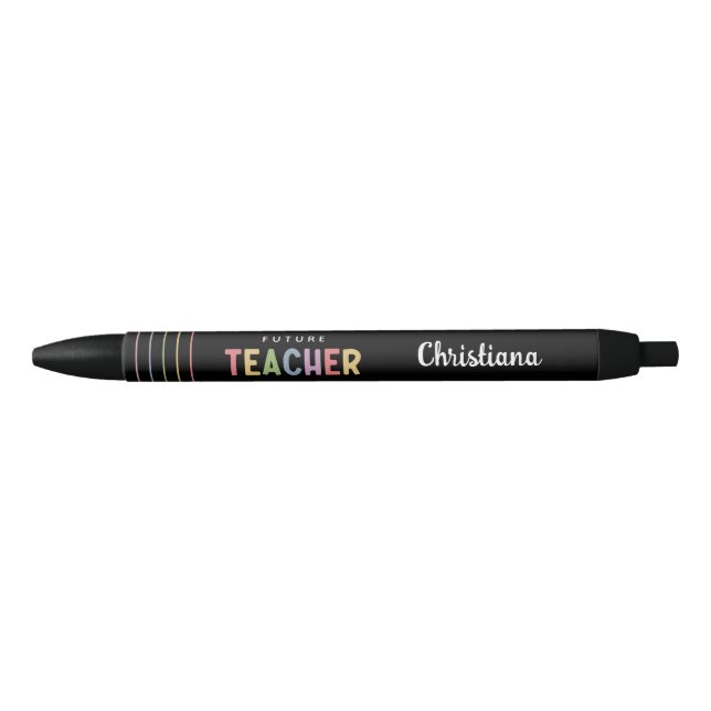 Personalised Future Teacher Colourful Gift Black Ink Pen (Front)