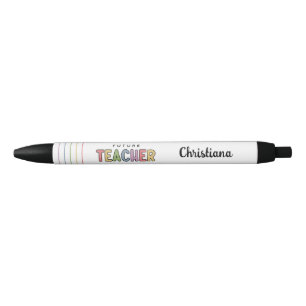 Personalised Future Teacher Colourful Gift Black Ink Pen