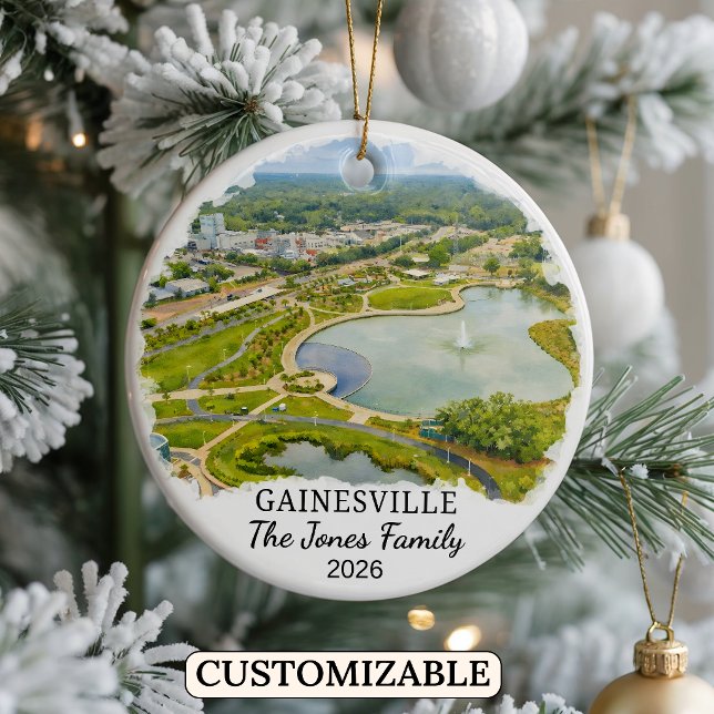 Personalised Gainesville Ornament, Custom Florida Ceramic Tree Decoration (Creator Uploaded)