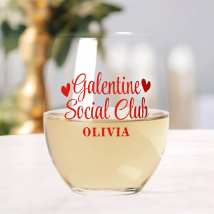 Personalised Galentine's Party Favour Gift for Her Stemless Wine Glass