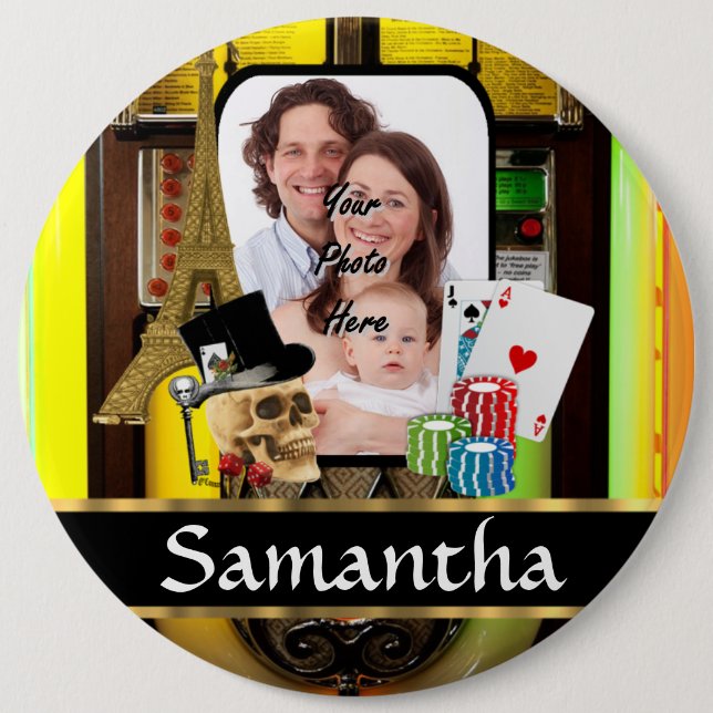 Personalised gambler 6 cm round badge (Front)