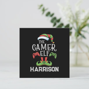 Personalised Gamer Elf Christmas Video Gaming  Holiday Card