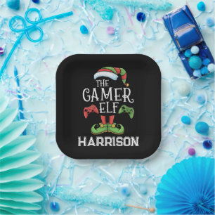 Personalised Gamer Elf Christmas Video Gaming Paper Plate