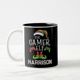 Personalised Gamer Elf Christmas Video Gaming  Two-Tone Coffee Mug