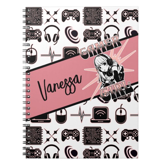 Personalised Gamer Girl | Gaming  Notebook (Front)