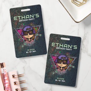 Personalised Gamer VIP Birthday Access Pass ID Badge