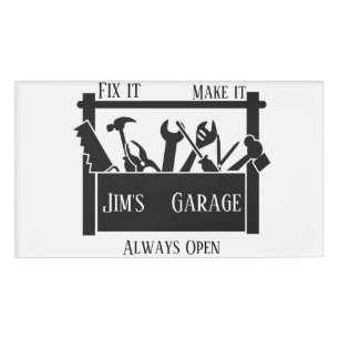 Personalised garage name tag