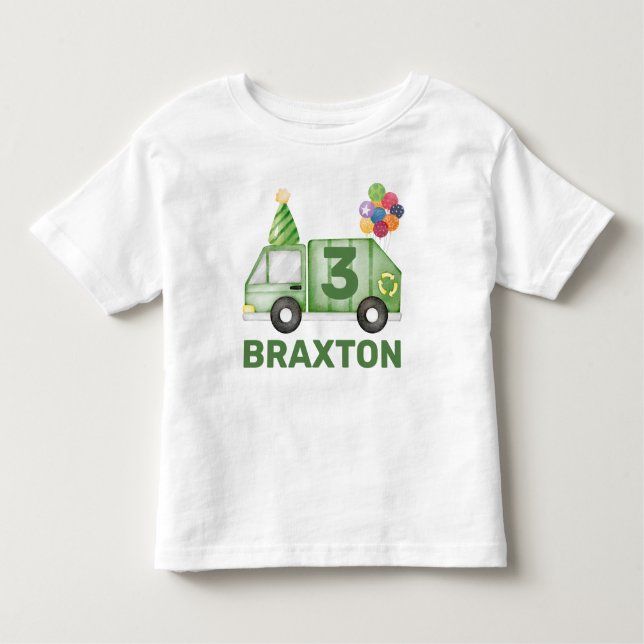 Personalised Garbage Truck Birthday Toddler T-Shirt (Front)
