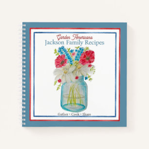 Personalised Garden Americana Family Recipes Notebook