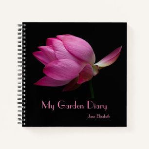Personalised Garden Diary with Pink Flower on Notebook