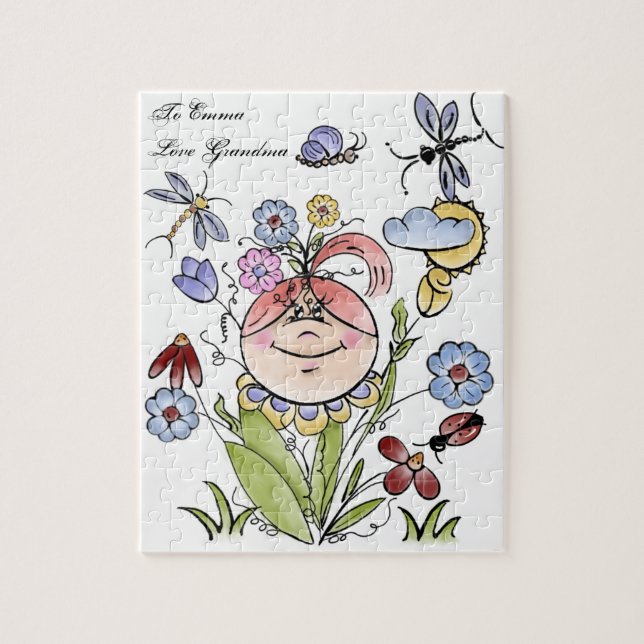 Personalised Garden Fairy Folk Art Jigsaw Puzzle (Vertical)