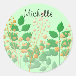 Personalised Garden Flowers and Leaves Classic Round Sticker