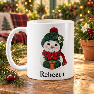 Personalised Gardener Snowgirl Christmas Mug