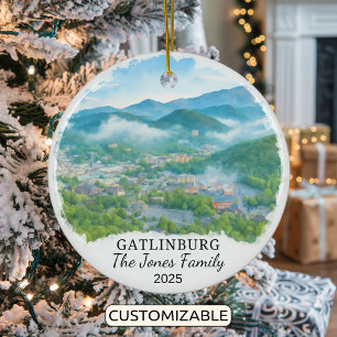 Personalised Gatlinburg Ornament, Tennessee Ceramic Tree Decoration