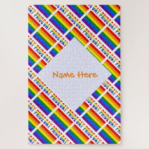 Personalised Gay Pride Flag LGBTQ Tiled Jigsaw Puzzle