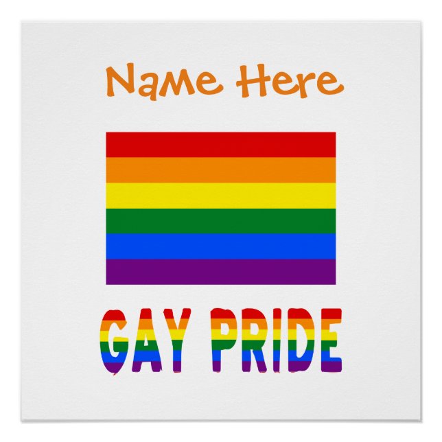 Personalised Gay Pride LGBTQ Rainbow Flag Poster (Front)