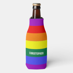 Personalised Gay Pride Rainbow Flag Bottle Cooler