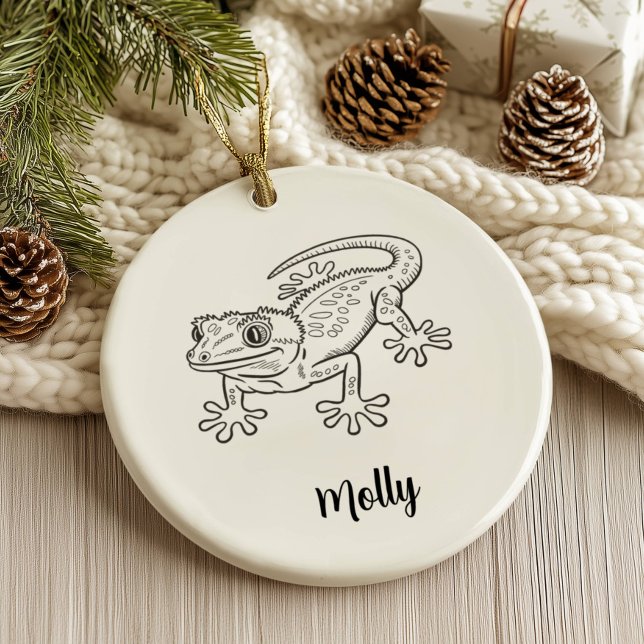 Personalised Gecko Christmas Ceramic Tree Decoration (Creator Uploaded)