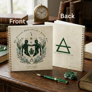 Personalised Gemini Emerald & Gold Zodiac Gift  Notebook