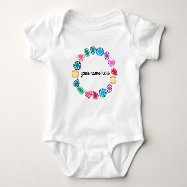 Personalised Gemstones Baby Bodysuit (Front)