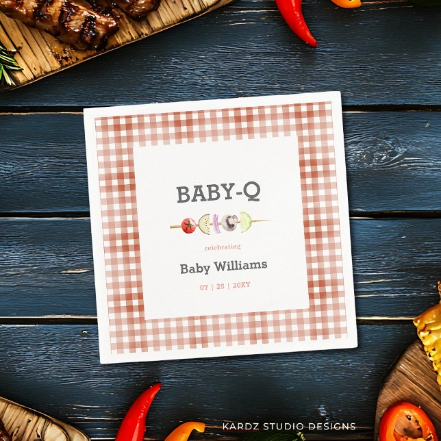 Personalised Gender Neutral BabyQ Baby Shower Napkin (Personalize with couple or family name and date.)
