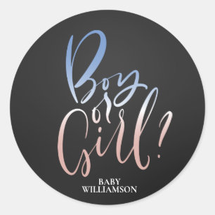 Personalised Gender Reveal Boy or Girl Classic Round Sticker