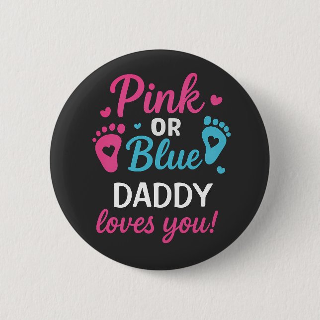 Personalised Gender Reveal Pink or Blue Baby Showe 6 Cm Round Badge (Front)