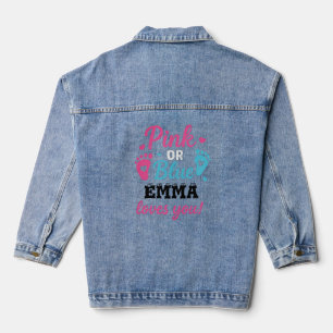 Personalised Gender Reveal Pink or Blue Baby Showe Denim Jacket
