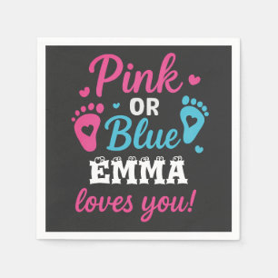 Personalised Gender Reveal Pink or Blue Baby Showe Napkin