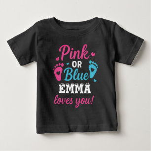 Personalised Gender Reveal Pink or Blue Baby Showe T-Shirt