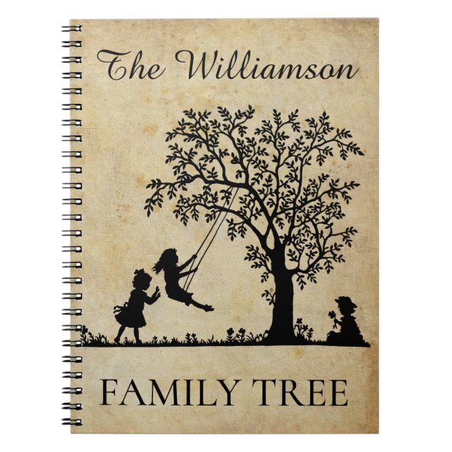 Personalised Genealogy Vintage Family Tree Notebook (Front)