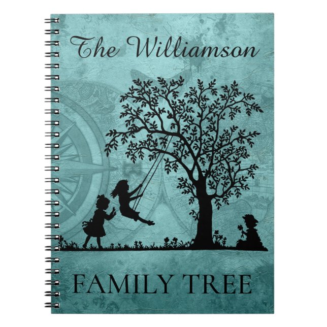 Personalised Genealogy Vintage Family Tree Notebook (Front)