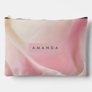 Personalised Gentle Pink Silk Wave Design Accessory Pouch
