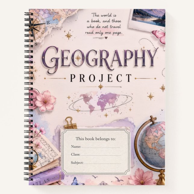 Personalised Geography Project Notebook | Vintage  (Front)