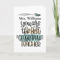 Personalised Geography Teacher Thank You Card