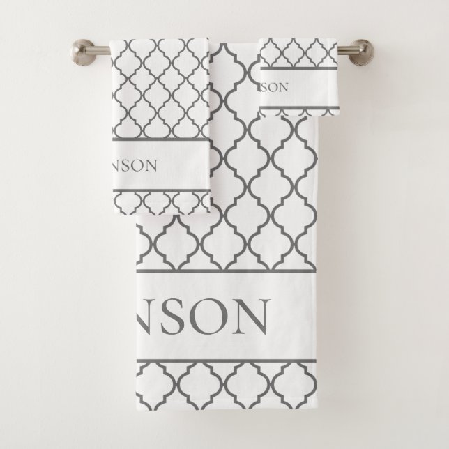 Personalised Geometric  Bathroom Towel Set (Insitu)