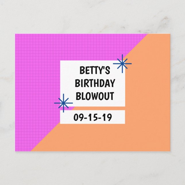 Personalised - Geometric Birthday Save the Date Postcard (Front)