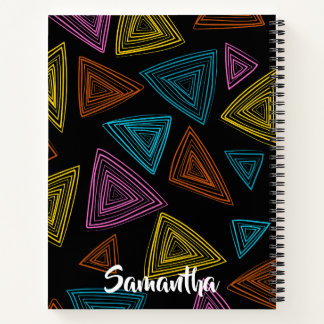 Personalised Geometric Black Yellow Orange Notebook